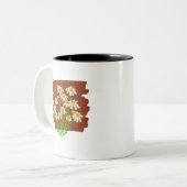 Landelijke bloemendesign op bruine achtergrond tweekleurige koffiemok (Voorkant links)
