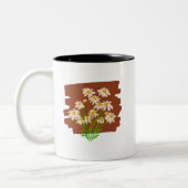 Landelijke bloemendesign op bruine achtergrond tweekleurige koffiemok (Links)