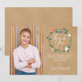 Landelijke bloemenslingers Eerste Heilige Communie Bedankkaart (Voorkant / Achterkant)