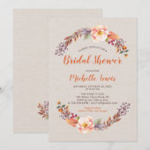 Landelijke bloemige herfst bruidsdouche uitnodigin kaart (Voorkant / Achterkant)