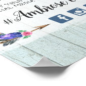 Landelijke bloemige koeien schedel boho bruiloft h poster (Hoek)