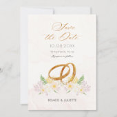 Landelijke bloemige ring voor koppel trouwen save the date (Voorkant)