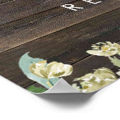 landelijke bloemige rozen trouw welkom bord poster (Hoek)