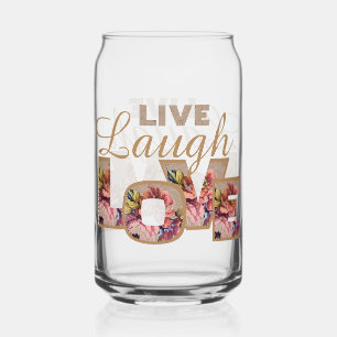 Landelijke bloemletters Leef Lach Lief  Blikvorm Glas