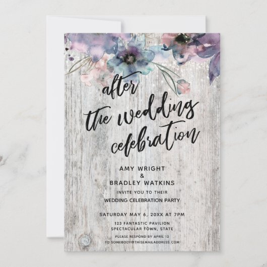 Landelijke bloemlichten na het huwelijksfeest kaart (Voorkant)