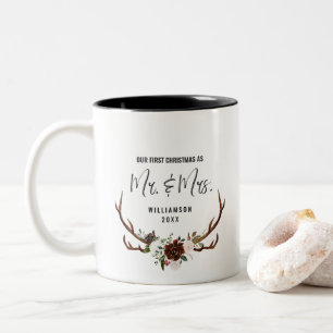 Landelijke bloemmotief Eerste kerstfeest Mijnhee Tweekleurige Koffiemok