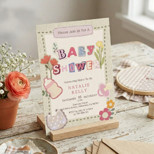 Landelijke bloemschrapbookcollage baby shower kaart