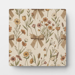 Landelijke boeket van wilde bloemen met juten stri fotoplaat