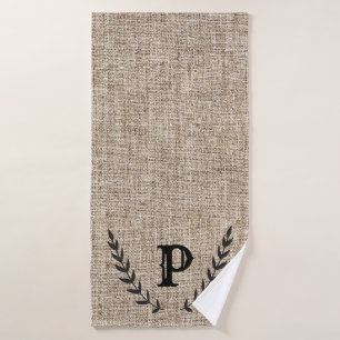 Landelijke Boerderij Jute & Zwarte Botanische Laur Bad Handdoek