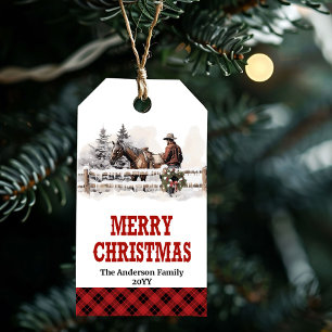 Landelijke boerderij Kerst tag aanpasbaar Cadeaulabel