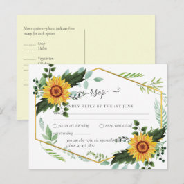 Landelijke BOHO Zonnebloemen Groene Huwelijks RSVP Briefkaart