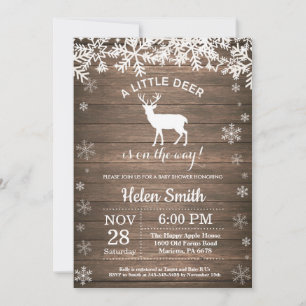 Landelijke Bos Herten Winter Baby Shower Uitnodigi Kaart