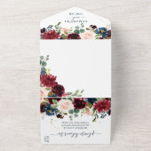 Landelijke Bourgondië Nawy Blauwe & Rode Schoonhei All In One Uitnodiging (Buitenkant)