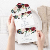 Landelijke Bourgondië Nawy Blauwe & Rode Schoonhei All In One Uitnodiging