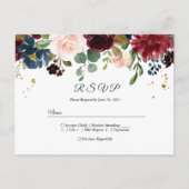 Landelijke Bourgondië Nawy Blauwe & Rode Schoonhei Uitnodiging Briefkaart (Voorkant)