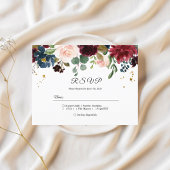 Landelijke Bourgondië Nawy Blauwe & Rode Schoonhei Uitnodiging Briefkaart