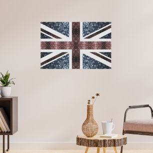 Landelijke Britse vlag rood blauw glinstert glitte Poster