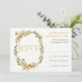 Landelijke Bumble Bee Bloemen Bruiloft RSVP Kaart (Staand voorkant)