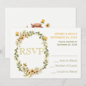 Landelijke Bumble Bee Bloemen Bruiloft RSVP Kaart (Voorkant / Achterkant)