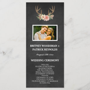Landelijke Chalkboard Deer Antler Wedding Programs Programma