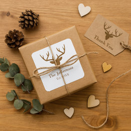 Landelijke Charme Herten Geweih Familiename Vierkante Sticker