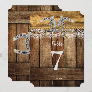 Landelijke Country Western Trouwtafel Nummer Kaart