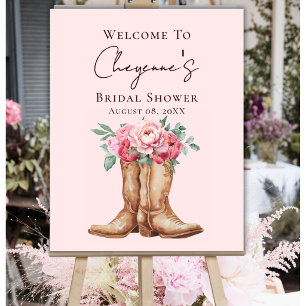 Landelijke Cowgirl Bruidsdiner Roze Bloemrijke Wel Poster