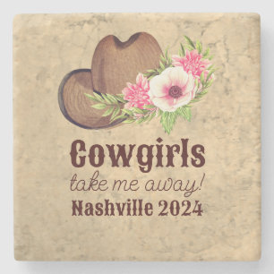Landelijke Cowgirl Landelijke Chic Roze Bloemen Stenen Onderzetter
