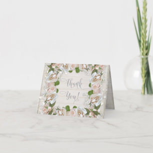 Landelijke Dankkaartjes Bruidsfeest Elegante Rozen Bedankkaart
