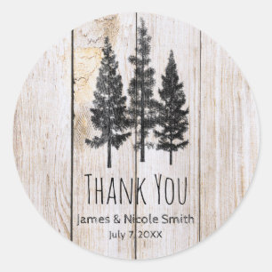 Landelijke dennenbomen Houten simpele landelijke t Ronde Sticker