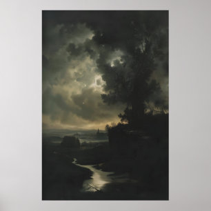 Landelijke Donkere Cottagecore Natuur Landschap Poster