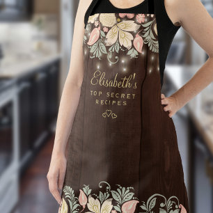 Landelijke elegante bloemenkleuren keuken chef schort