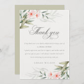 Landelijke Elegante Roze Groene Bloemrijke Bruidsd Bedankkaart (Voorkant / Achterkant)