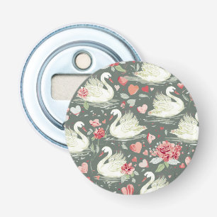 Landelijke Elegante Zwanen & Hartjes Elementen Pat Button Flesopener