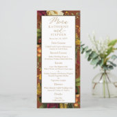 Landelijke Elegantie Bloemstuk Bruiloftsreceptie Menu (Staand voorkant)