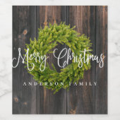 Landelijke feestelijke kerstgroet wijn etiket (Enkel label)
