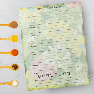 Landelijke Floral Food Journal - Trendy Meal Diary Notitieblok