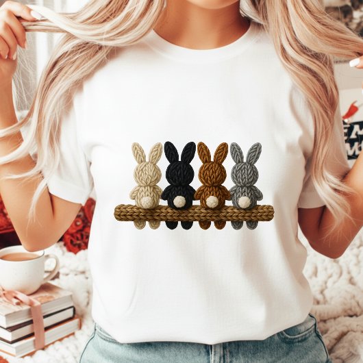 Landelijke Gehaakte Pasen Konijnen Boerderij Stijl T-shirt