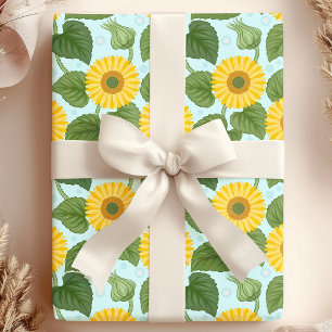 Landelijke Gele Zonnebloem Bloemen Cadeaupapier