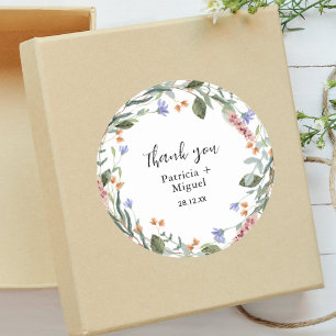 Landelijke Groene Bloemen Wilde Bloem Blad Trouw D Ronde Sticker