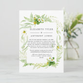Landelijke groene bruiloft met beperkte gastlijst aankondiging (Staand voorkant)