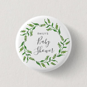 Landelijke groene krans baby shower ronde button 3,2 cm