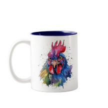Landelijke Haan Kip Watercolor Stijl