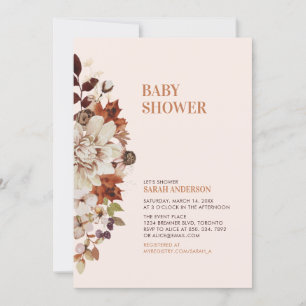 Landelijke herfst bloemige babyshower uitnodiging