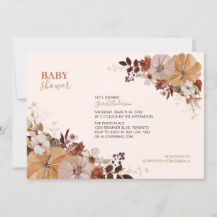 Landelijke herfst bloemige babyshower uitnodiging