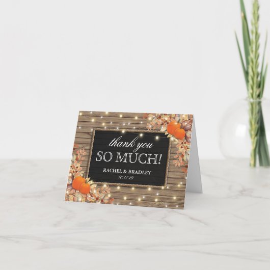 Landelijke herfst bruiloft dank je bedankkaart (Voorkant)