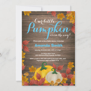 Landelijke herfst pompoen jongen babyshower uitnod kaart