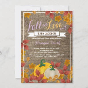 Landelijke herfst pompoen meisje baby shower uitno kaart