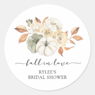 Landelijke herfst pumpkin bruidsdouche ronde sticker