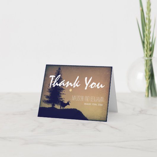 Landelijke hertenboom bruiloft bedankkaartjes bedankkaart (Voorkant)
